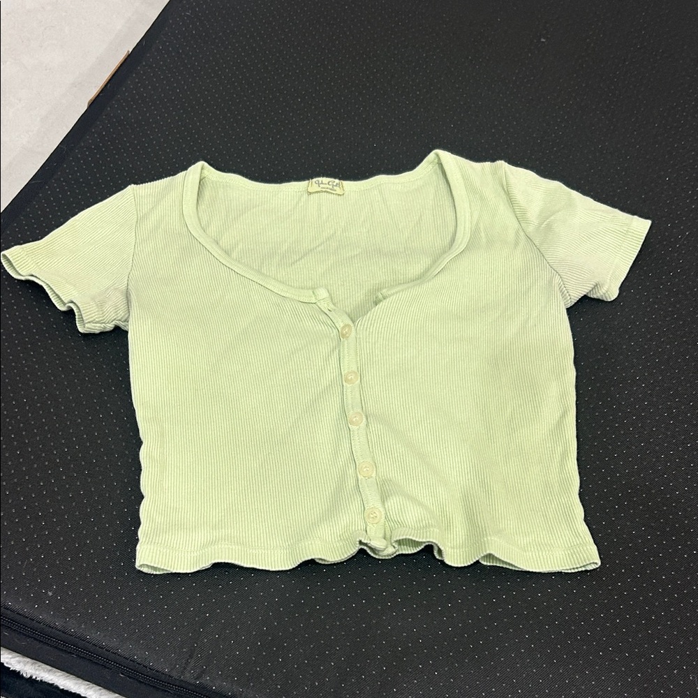 Brandy Melville Sage Green Ribbed Top